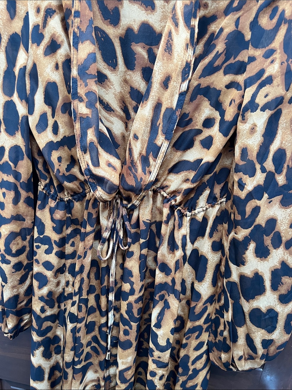 Leopard Print Long Sheer Robe - Picture 4 of 15